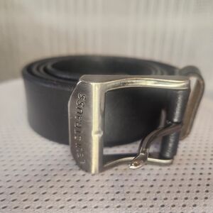 VINTAGE LEVIS MEN BELT BUCKLE BLACK LEATHER SIZE 38